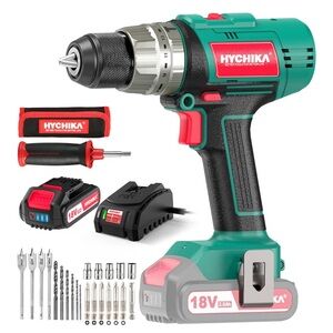 Green and Black Cordless Drill Set